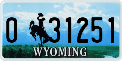 WY license plate 031251