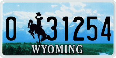 WY license plate 031254