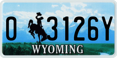WY license plate 03126Y
