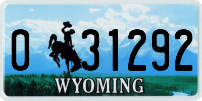 WY license plate 031292