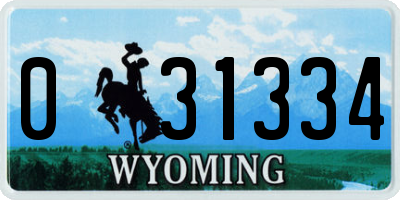 WY license plate 031334