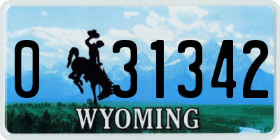 WY license plate 031342