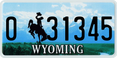 WY license plate 031345