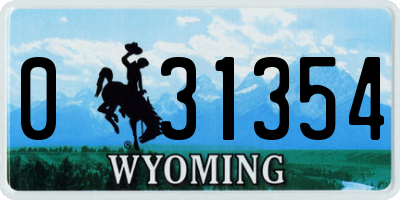 WY license plate 031354