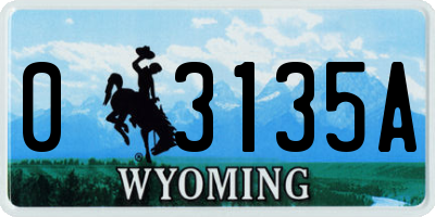 WY license plate 03135A