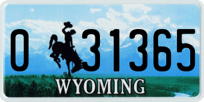 WY license plate 031365