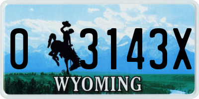 WY license plate 03143X