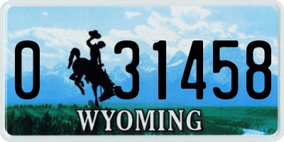 WY license plate 031458