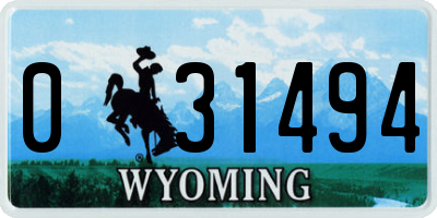 WY license plate 031494