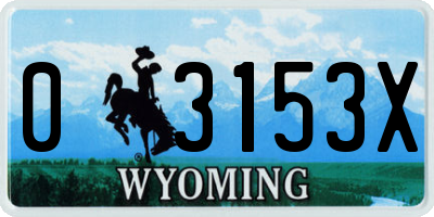 WY license plate 03153X