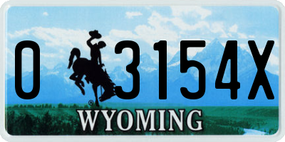 WY license plate 03154X