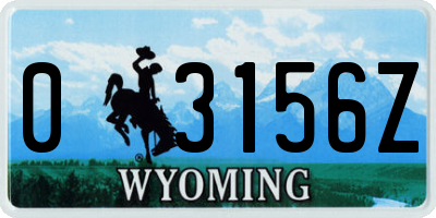 WY license plate 03156Z