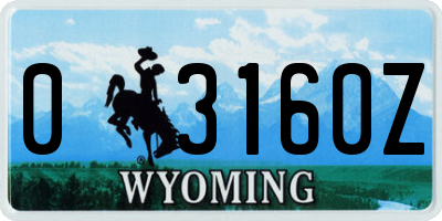 WY license plate 03160Z