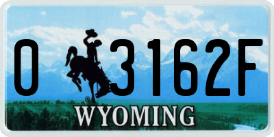 WY license plate 03162F