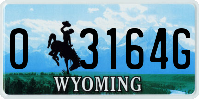WY license plate 03164G