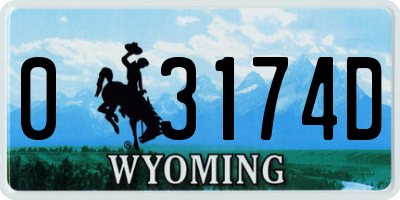WY license plate 03174D