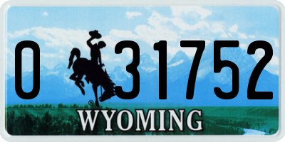 WY license plate 031752