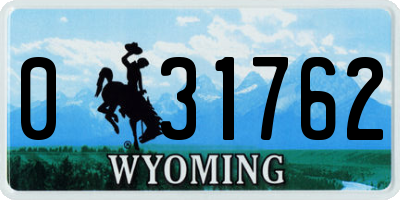 WY license plate 031762