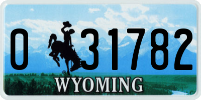 WY license plate 031782
