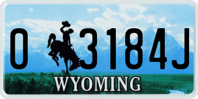 WY license plate 03184J