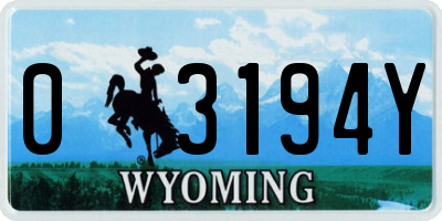 WY license plate 03194Y