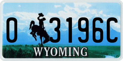 WY license plate 03196C