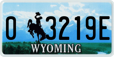 WY license plate 03219E