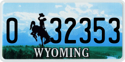 WY license plate 032353