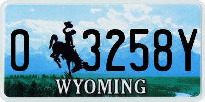 WY license plate 03258Y