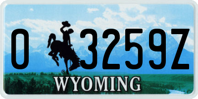 WY license plate 03259Z