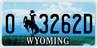 WY license plate 03262D