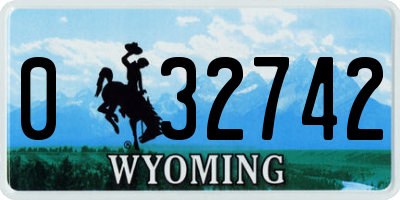 WY license plate 032742