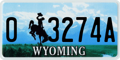 WY license plate 03274A