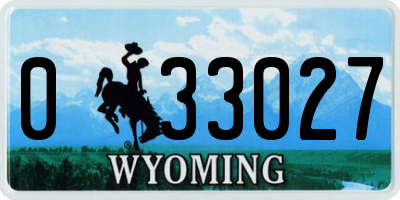 WY license plate 033027
