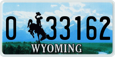 WY license plate 033162