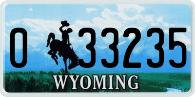 WY license plate 033235