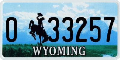 WY license plate 033257