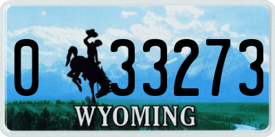 WY license plate 033273