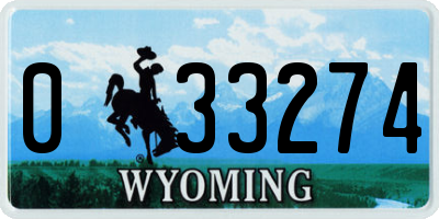 WY license plate 033274