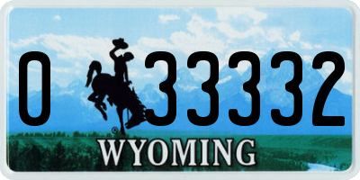 WY license plate 033332