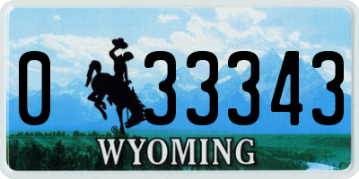 WY license plate 033343