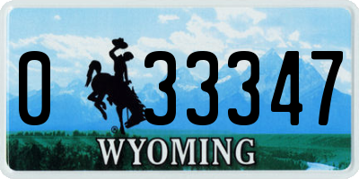 WY license plate 033347