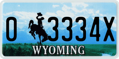 WY license plate 03334X