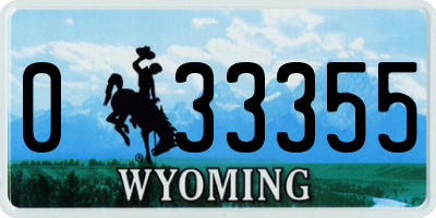 WY license plate 033355