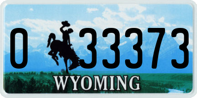 WY license plate 033373