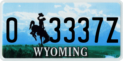 WY license plate 03337Z