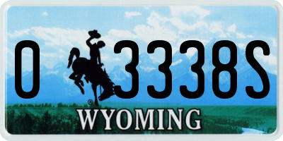 WY license plate 03338S