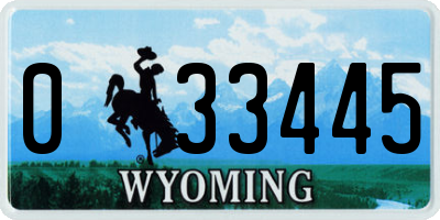 WY license plate 033445