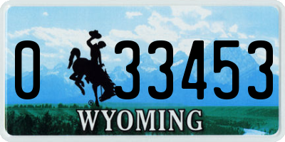 WY license plate 033453