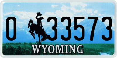WY license plate 033573